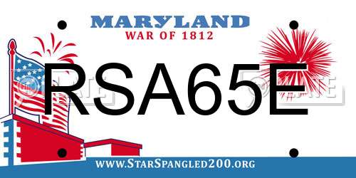 RSA65E Maryland License Plate