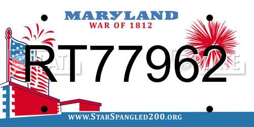 RT77962 Maryland License Plate