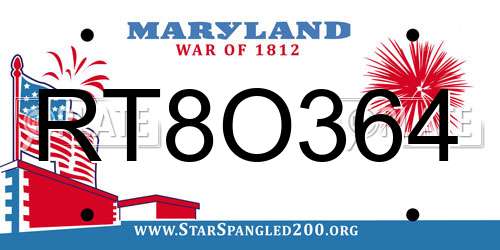 RT8O364 Maryland License Plate