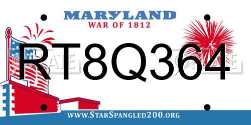 RT8Q364 Maryland License Plate