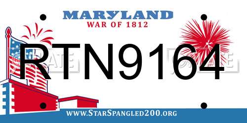 RTN9164 Maryland License Plate