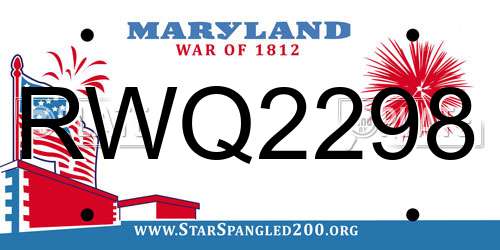 RWQ2298 Maryland License Plate