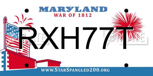 RXH77T Maryland License Plate
