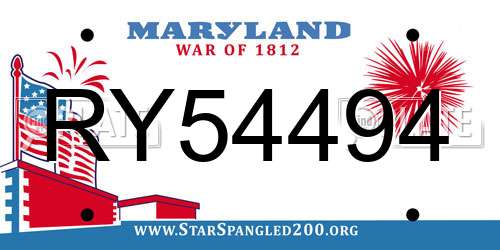 RY54494 Maryland License Plate