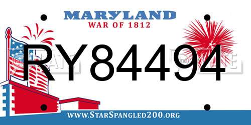 RY84494 Maryland License Plate