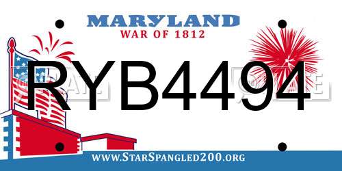 RYB4494 Maryland License Plate