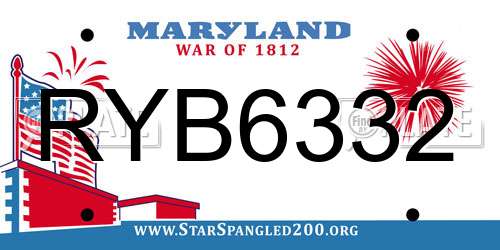 RYB6332 Maryland License Plate