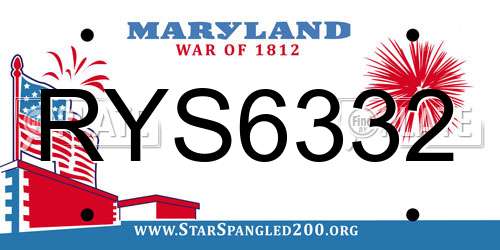 RYS6332 Maryland License Plate