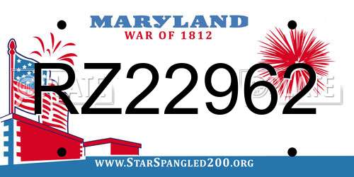 RZ22962 Maryland License Plate