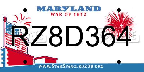 RZ8D364 Maryland License Plate