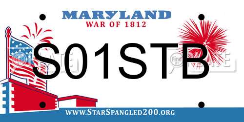 S01STB Maryland License Plate