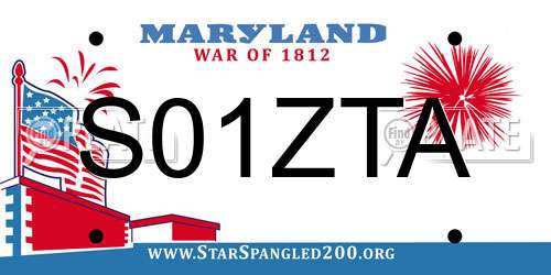 S01ZTA Maryland License Plate