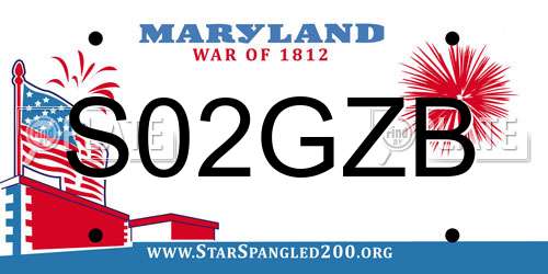 S02GZB Maryland License Plate