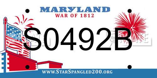 S0492B Maryland License Plate