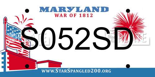 S052SD Maryland License Plate