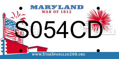 S054CD Maryland License Plate