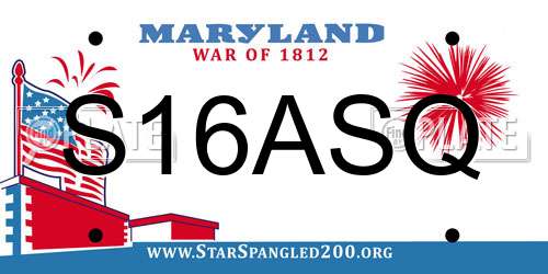S16ASQ Maryland License Plate