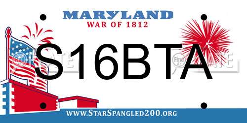 S16BTA Maryland License Plate