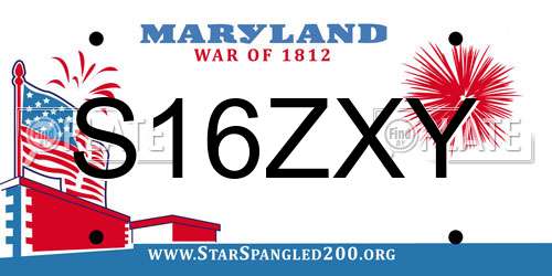 S16ZXY Maryland License Plate