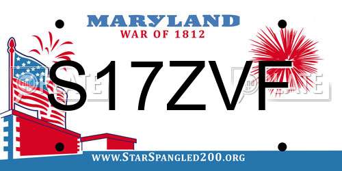 S17ZVF Maryland License Plate