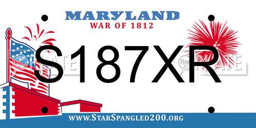 S187XR Maryland License Plate