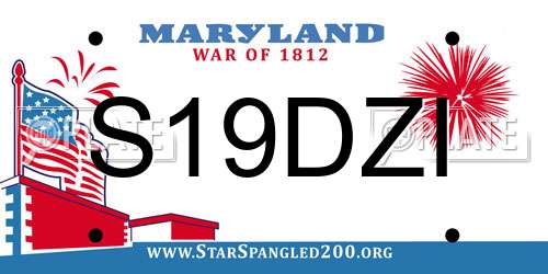 S19DZI Maryland License Plate