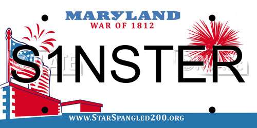 S1NSTER Maryland License Plate