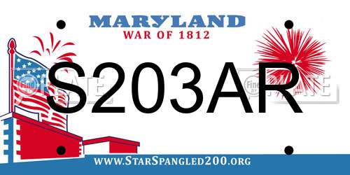 S203AR Maryland License Plate
