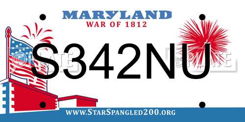 S342NU Maryland License Plate