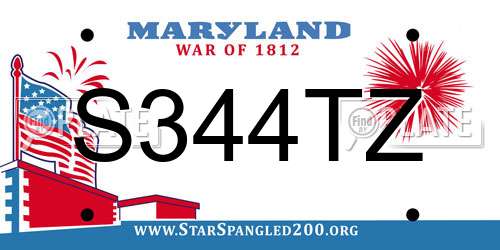 S344TZ Maryland License Plate