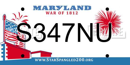 S347NU Maryland License Plate