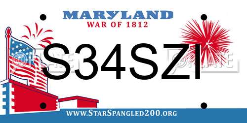 S34SZI Maryland License Plate