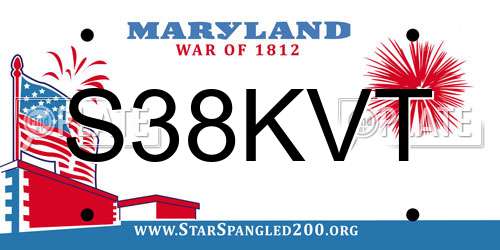 S38KVT Maryland License Plate