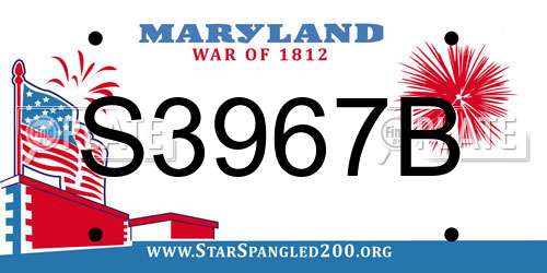 S3967B Maryland License Plate