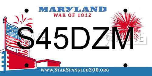 S45DZM Maryland License Plate