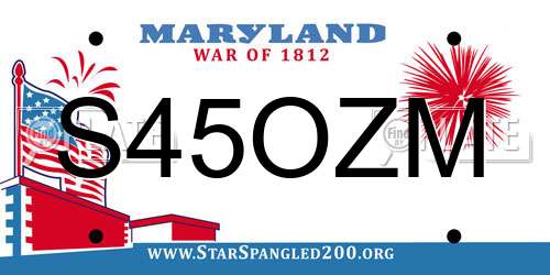 S45OZM Maryland License Plate