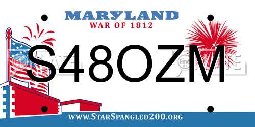 S48OZM Maryland License Plate