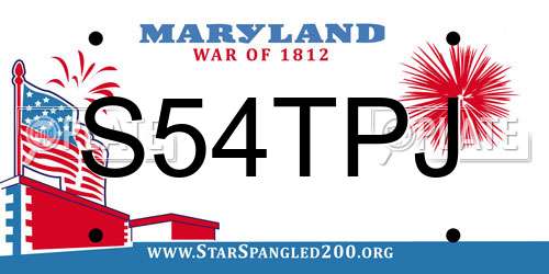 S54TPJ Maryland License Plate