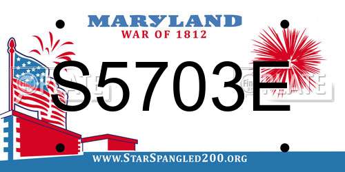 S5703E Maryland License Plate