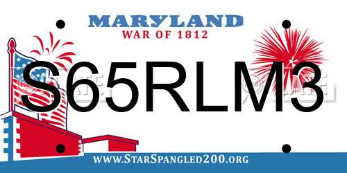S65RLM3 Maryland License Plate