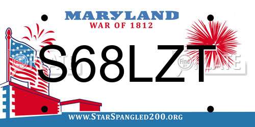 S68LZT Maryland License Plate