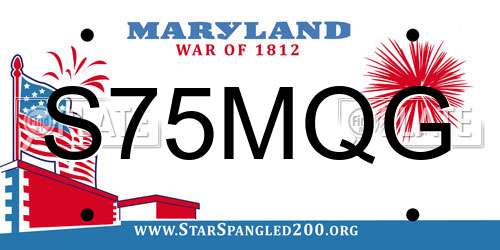S75MQG Maryland License Plate