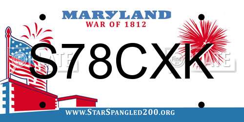 S78CXK Maryland License Plate