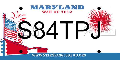S84TPJ Maryland License Plate