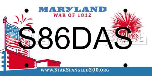 S86DAS Maryland License Plate