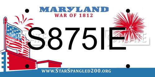 S875IE Maryland License Plate
