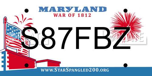 S87FBZ Maryland License Plate