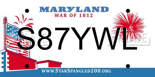 S87YWL Maryland License Plate