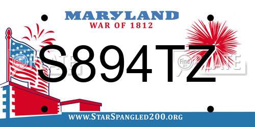S894TZ Maryland License Plate