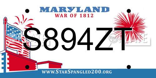 S894ZT Maryland License Plate